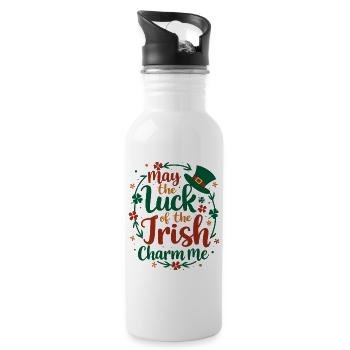 May the Luck of the Irish Charm Me - St Patrick’s - Trinkflasche mit integriertem Trinkhalm - Weiß - Rechts