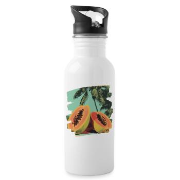 Papaya - Trinkflasche mit integriertem Trinkhalm - Weiß - Rechts