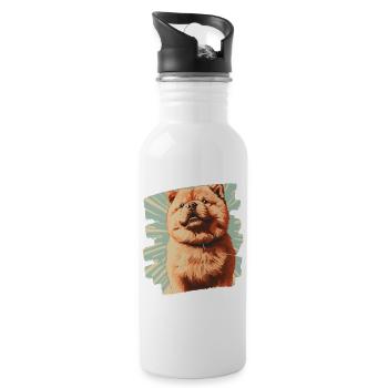 Chow Chow - Trinkflasche mit integriertem Trinkhalm - Weiß - Rechts