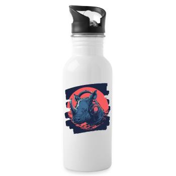 Nashorn - Trinkflasche mit integriertem Trinkhalm - Weiß - Rechts