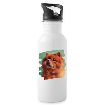 Chow Chow - Trinkflasche mit integriertem Trinkhalm - Weiß - Rechts