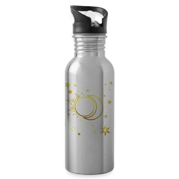 Sun, Moon and Stars Spiritual Astrology - Water bottle with straw - silver - Right