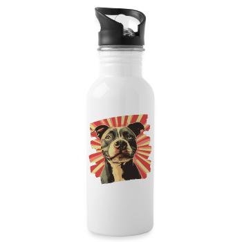 American Staffordshire - Trinkflasche mit integriertem Trinkhalm - Weiß - Rechts