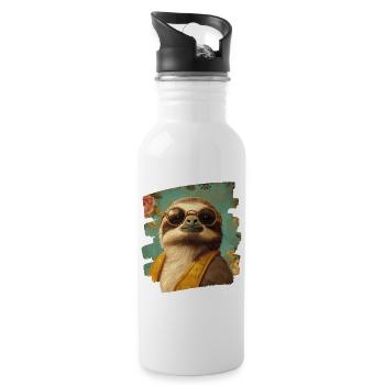 Faultier - Trinkflasche mit integriertem Trinkhalm - Weiß - Rechts