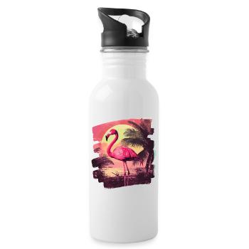 Flamingo - Water bottle with straw - white - Right