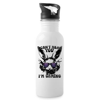 Je ne t’entends pas, je joue gamer lapin cadeau - Gourde avec paille intégrée - blanc - Droite