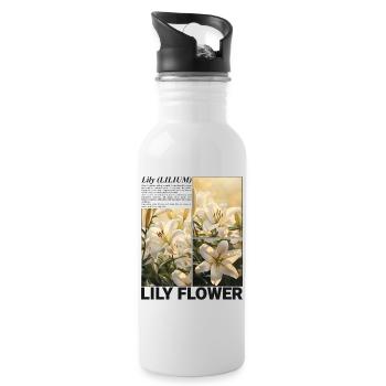 Fleur de lys Fleur de lys Botanique Esthétique Cadeau - Gourde avec paille intégrée - blanc - Droite