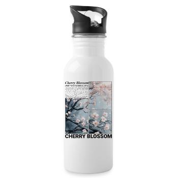 Cherry Blossom Sakura Flower Spring Nature Gift - Water bottle with straw - white - Right