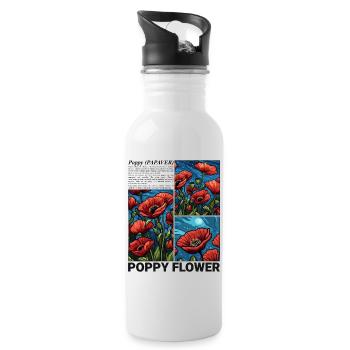 Poppy Nature Flower Botany Aesthetics Gift - Water bottle with straw - white - Right