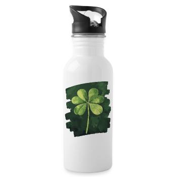 Trèfle de la Saint-Patrick - Gourde avec paille intégrée - blanc - Droite