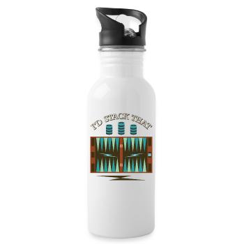 Backgammon Spiel - Trinkflasche mit integriertem Trinkhalm - Weiß - Rechts