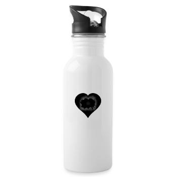Black Soul Heart Hearts Emotion Feeling - Water bottle with straw - white - Right