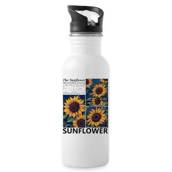 Sonnenblume Blüten Sommer Botanik Natur Geschenk - Trinkflasche mit integriertem Trinkhalm - Weiß - Rechts