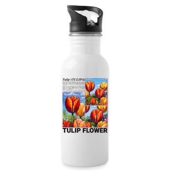Tulpe Blume Natur Frühling Botanik Geschenk - Trinkflasche mit integriertem Trinkhalm - Weiß - Rechts