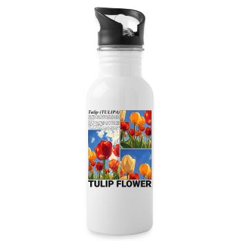 Tulpe Frühling Natur Blume Botanik Geschenk - Trinkflasche mit integriertem Trinkhalm - Weiß - Rechts