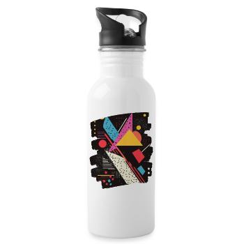80s - Trinkflasche mit integriertem Trinkhalm - Weiß - Rechts