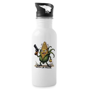 Gangster Mais Hasta La Vista – Maiskolben Gangster - Trinkflasche mit integriertem Trinkhalm - Weiß - Rechts