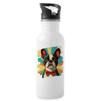 Boston Terrier - Water bottle with straw - white - Right