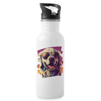 Golden Retriever - Water bottle with straw - white - Right