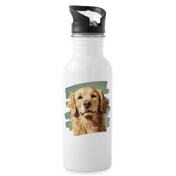 Golden Retriever - Water bottle with straw - white - Right