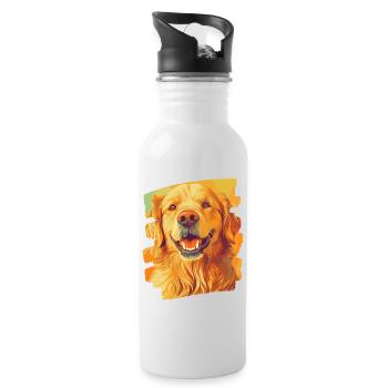 Golden Retriever - Water bottle with straw - white - Right