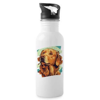 Golden Retriever - Water bottle with straw - white - Right
