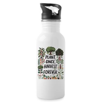 Plant Once, Harvest Forever - Permaculture Design - Water bottle with straw - white - Right