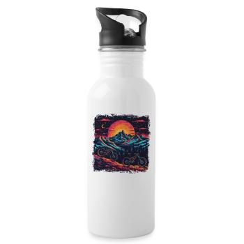 Vintage Mountain Bike Lover - Water bottle with straw - white - Right