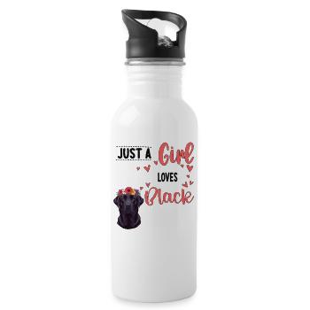 Juste une fille qui aime les laboratoires noirs - Gourde avec paille intégrée - blanc - Droite