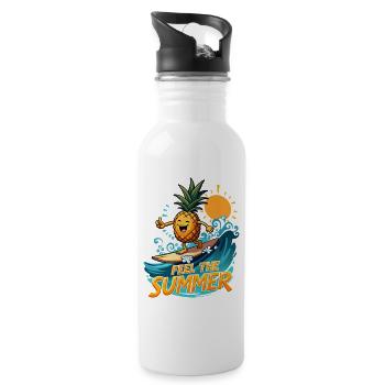 Pineapple Surfer Surf Feel the Summer - Water bottle with straw - white - Right