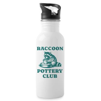 Raccoon Pottery Funny Retro Vintage Clay Design An - Water bottle with straw - white - Right