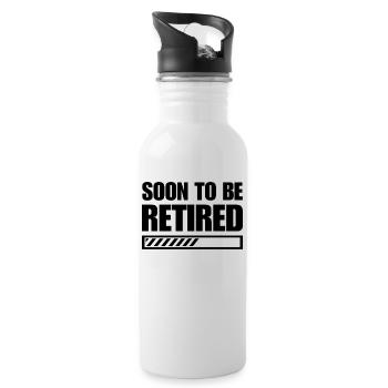 Soon-to-Retire Funny Retirement Design - Water bottle with straw - white - Right