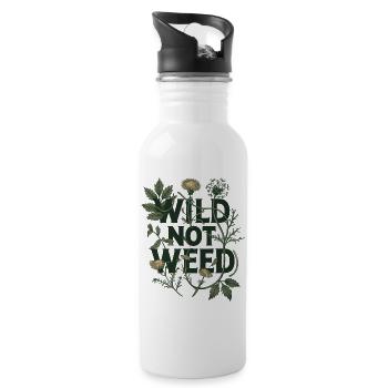 Wild not weed - Botanische Futtersuche Natur Kunst - Trinkflasche mit integriertem Trinkhalm - Weiß - Rechts