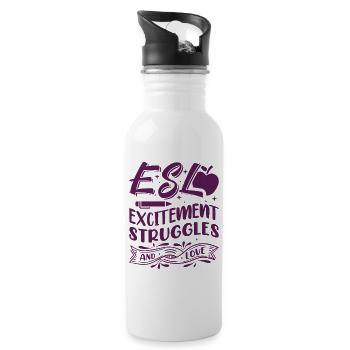 ESL-Lehrer ESL Unterricht - Trinkflasche mit integriertem Trinkhalm - Weiß - Rechts