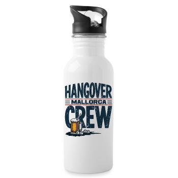 Hangover Crew Mallorca Partyshirt für Feierbiester - Trinkflasche mit integriertem Trinkhalm - Weiß - Rechts