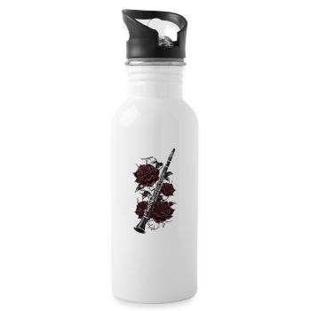 Clarinet with roses artwork - Water bottle with straw - white - Right