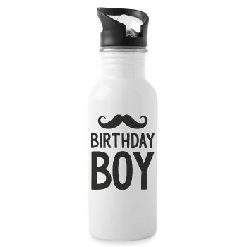 Birthday Boy – Anniversaire avec une moustache - Gourde avec paille intégrée - blanc - Droite