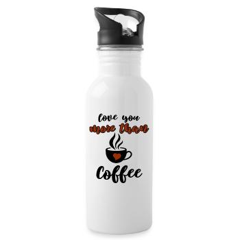 Lustiges Kaffee & Liebe Design - Trinkflasche mit integriertem Trinkhalm - Weiß - Rechts