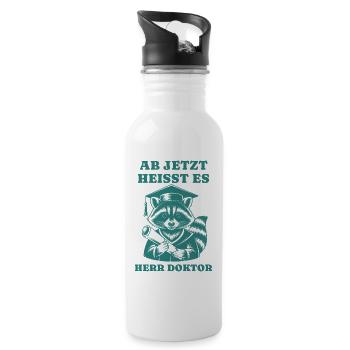 From now on, please Doctor Raccoon Promotion - Water bottle with straw - white - Right