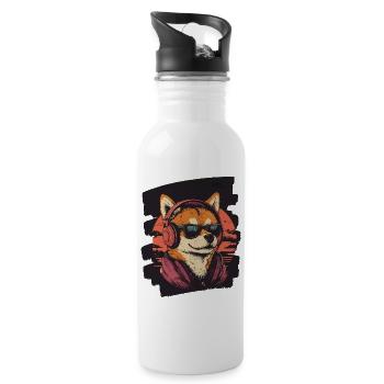 Shiba Inu - Trinkflasche mit integriertem Trinkhalm - Weiß - Rechts