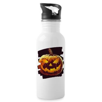 Halloween Pumpkin - Water bottle with straw - white - Right
