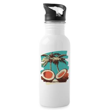 Kokosnuss Coconut - Trinkflasche mit integriertem Trinkhalm - Weiß - Rechts