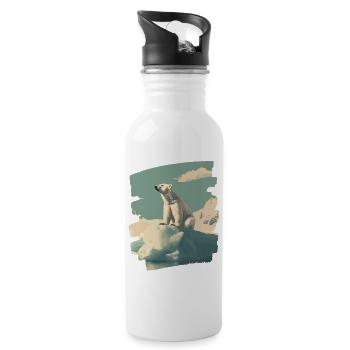 Eisbär - Trinkflasche mit integriertem Trinkhalm - Weiß - Rechts