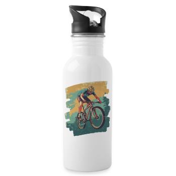 Mountain bikers Downhill Mountains Cycling - Water bottle with straw - white - Right