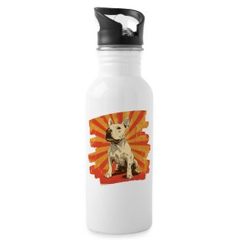 Bullterrier Kampfhund Hunderasse - Trinkflasche mit integriertem Trinkhalm - Weiß - Rechts