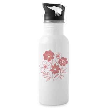 Blumen - Frühling - Sommer - Spruch - Trinkflasche mit integriertem Trinkhalm - Weiß - Rechts
