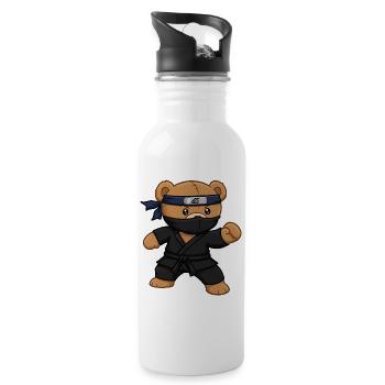 Teddy Bear Ninja - Water bottle with straw - white - Right