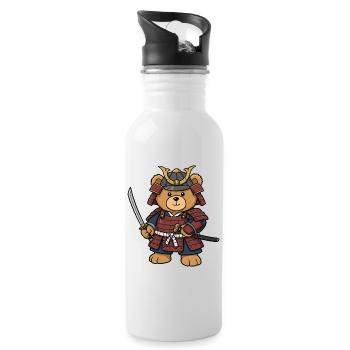 Ours en peluche Samouraï - Gourde avec paille intégrée - blanc - Droite