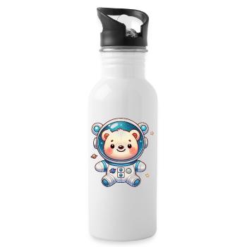 Teddy Bear Astronaut - Water bottle with straw - white - Right