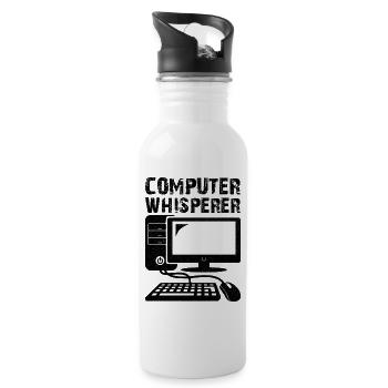computer whisperer - Trinkflasche mit integriertem Trinkhalm - Weiß - Rechts